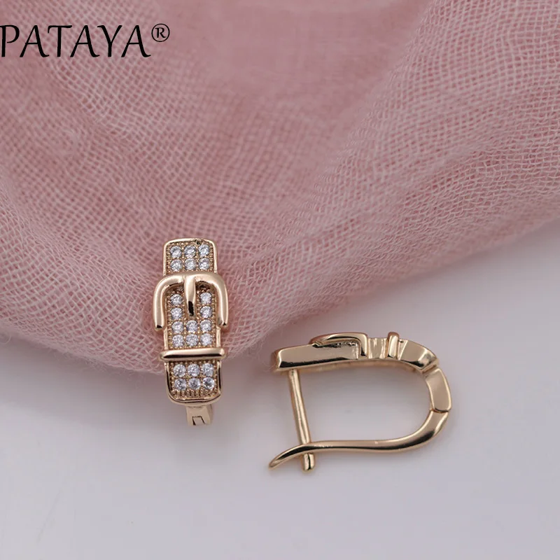 PATAYA, Новое поступление, женские эксклюзивные уникальные свадебные ювелирные изделия, кожаный ремень, пряжка, 585, розовое золото, натуральный циркон, серьги, кольца, наборы