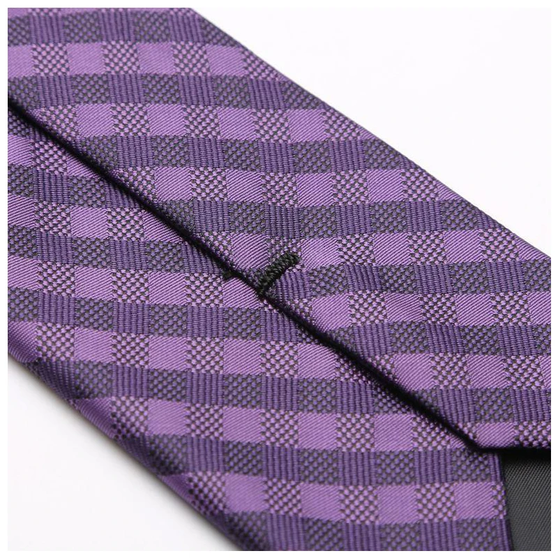 Мужской классический клетчатый галстук фиолетовый 7 см Подарочная коробка 2019 |