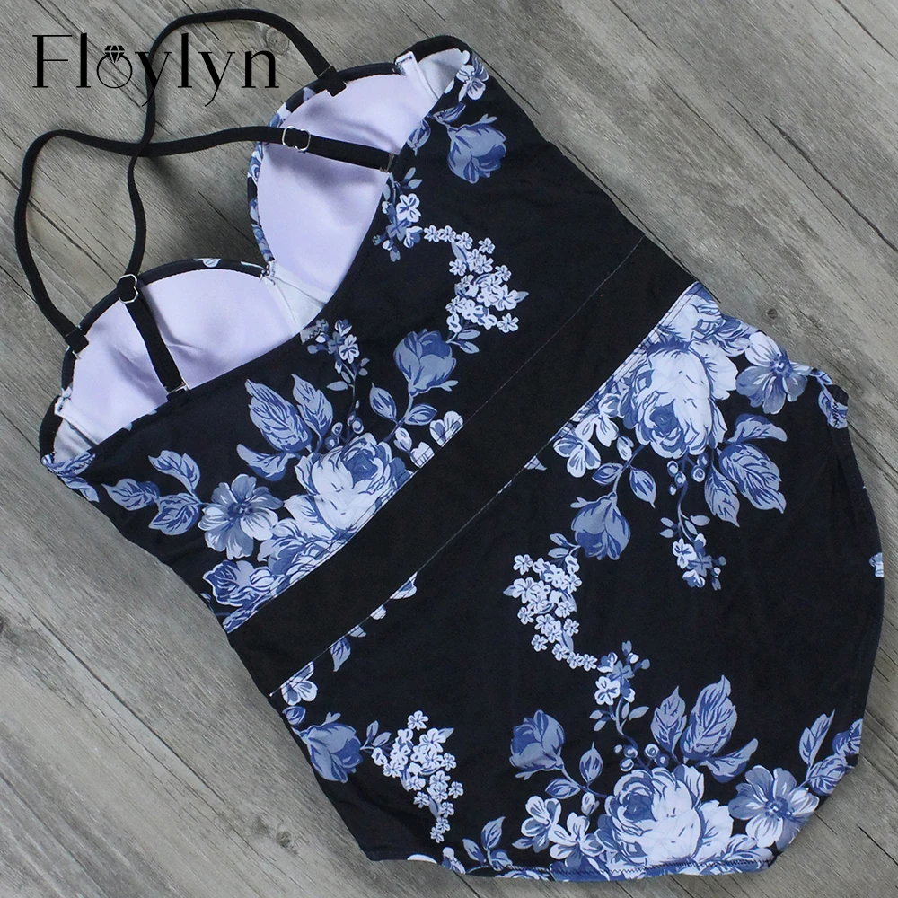 Купальник Floylyn черный с цветочным принтом пуш ап на косточках|swimsuit swimsuit|swimsuit one