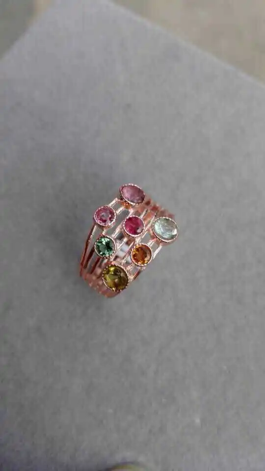 Кольцо с натуральным разноцветным турмалином серебро 925 пробы|gemstone jewelry|gemstone rings