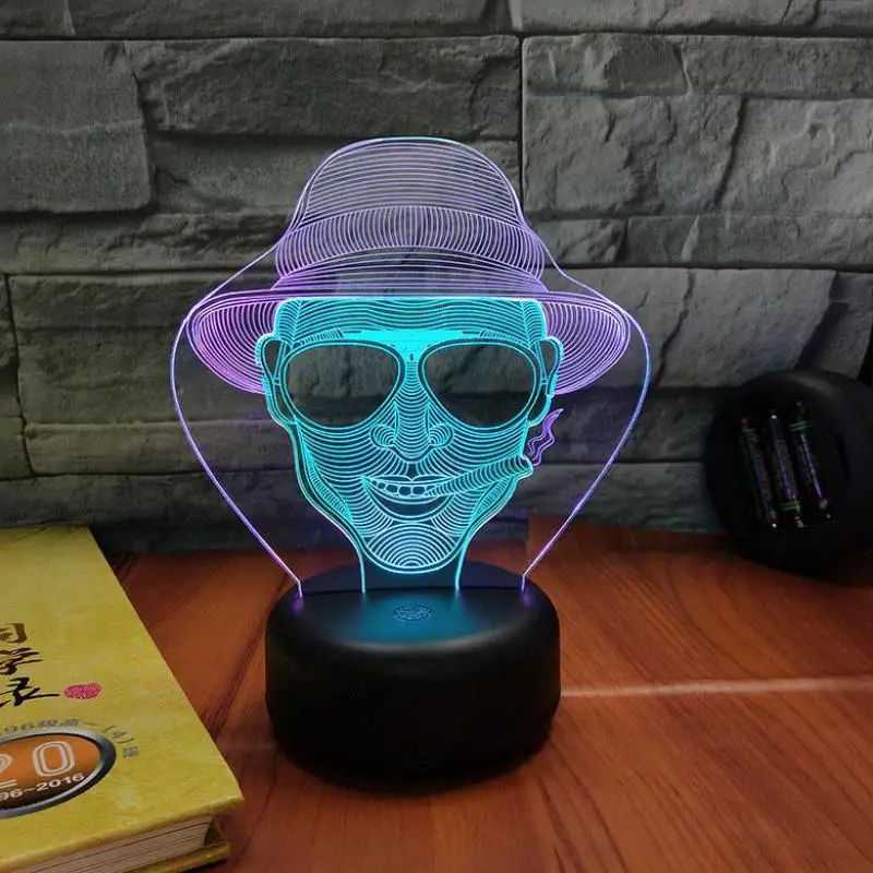 Яркая ковбойская визуальная Ночная 3d лампа креативная семицветная сенсорная