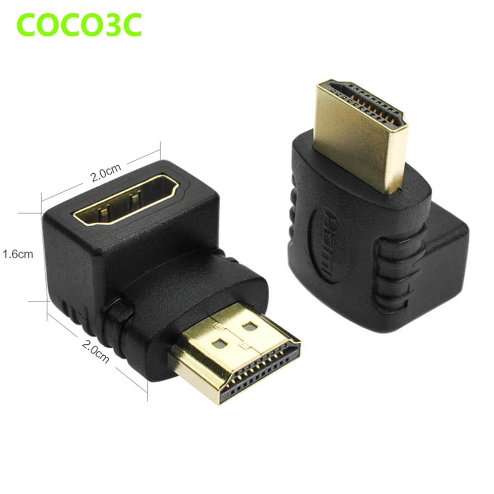 

Right Angle HDMI Male to Female port Adapter for HDTV 1080P 90 degree L shape Glod Plated HDMI converter Card