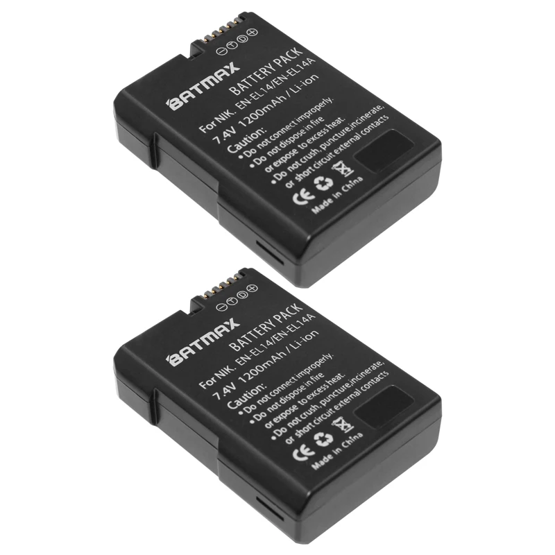2Pcs 1200mAh EN-EL14 ENEL14 EN EL14 Camera Battery Pack&ampLED Charger for Nikon D5200 D3100 D3200 D5100 P7000 P7100 MH-24 Bateria |