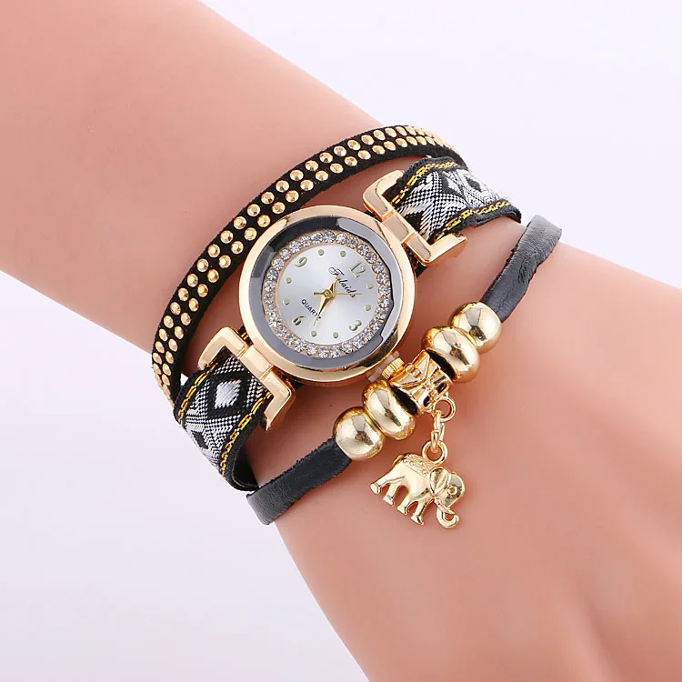 100 шт./лот подвеска в виде слона национальном стиле Шипы кожаные часы