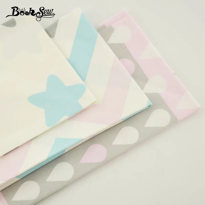 Booksew 100% хлопок саржевая ткань 3 шт./лот Набор для резки милый дизайн tecidos telas