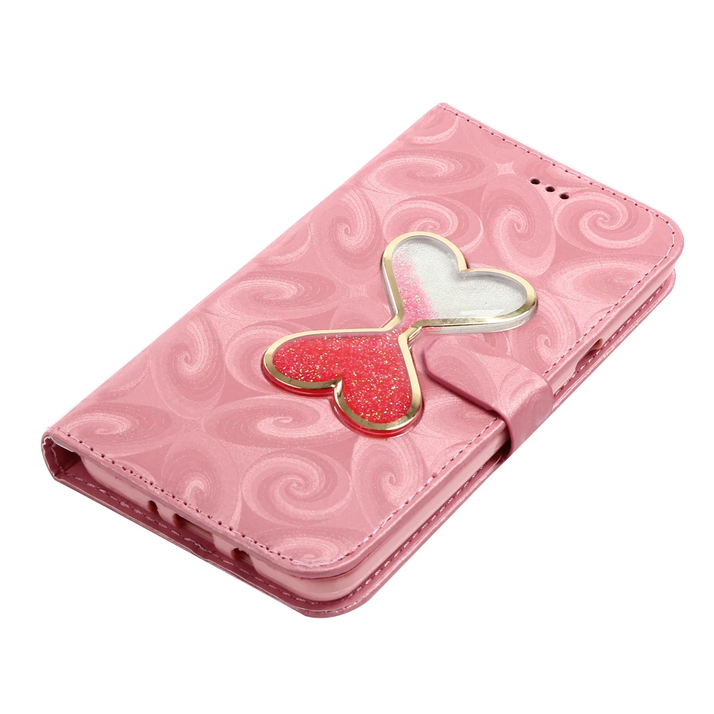 Кожаный чехол-книжка Love Heart Quicksand Book для Samsung Galaxy J7 2016 j710 J710F | Мобильные телефоны и