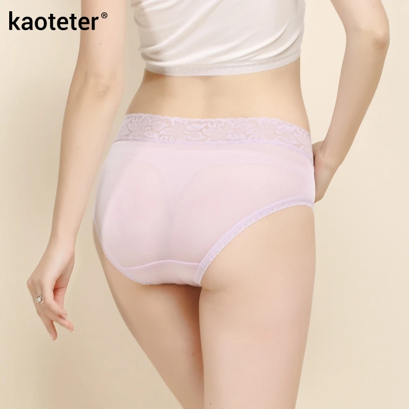 Женские трусики из 100% чистого шелка женские бесшовные сексуальные кружевные со