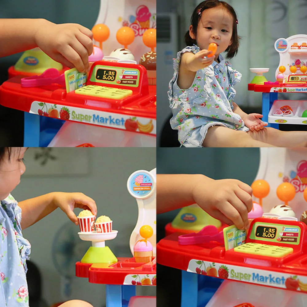 34 шт. Детские Пластик мини кассовый аппарат для супермаркета торгового касса POS
