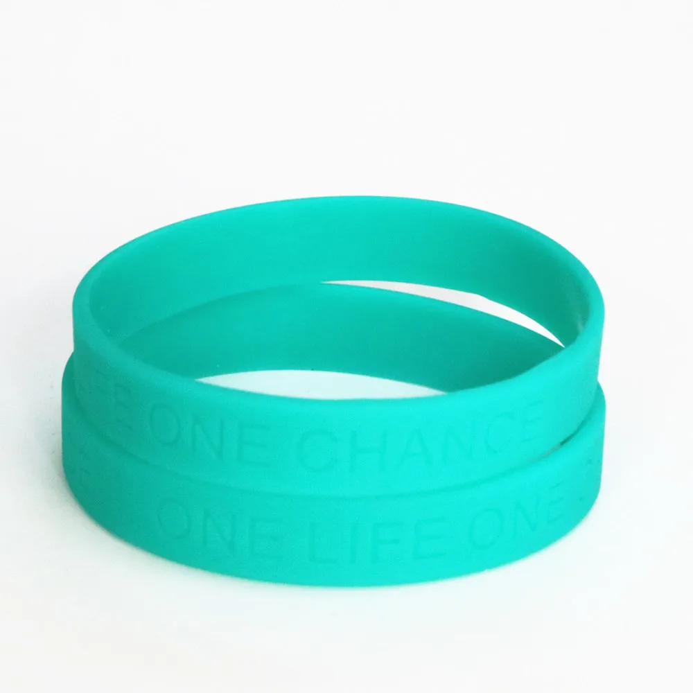Lukeni 1 ПК одна жизнь один шанс Wristband Силикона Гравированный браслет цвет: черный, синий зеленый резиновые браслеты и браслеты ювелирные изделия SH066
