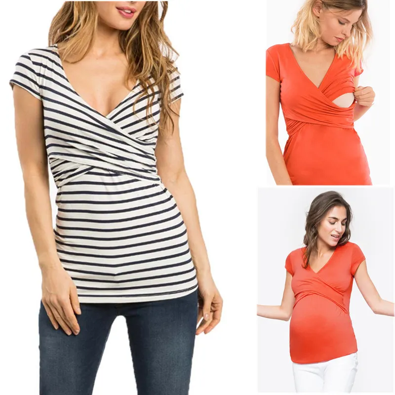 Новинка 2019 года однотонная одежда для кормления грудью с коротким рукавом и