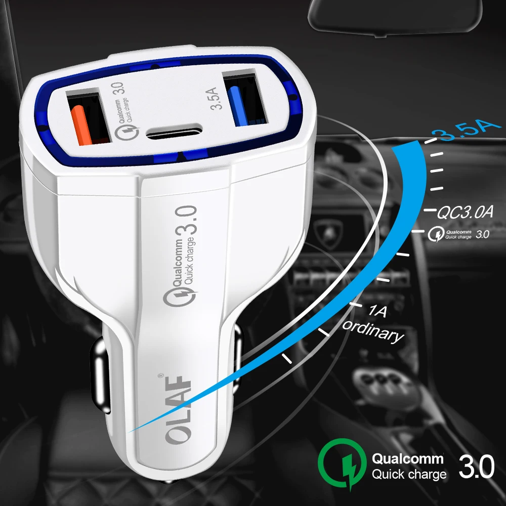 Быстрая зарядка 3,0 Автомобильное зарядное устройство 5 V 7A QC3.0 35 W PD Dual usb type c быстрая зарядка автомобильное зарядное устройство для мобильного телефона iPhone samsung xiaomi