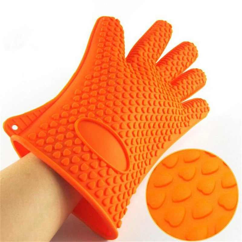 

1 Pc Heat Insulation Resistant Silicone Five Fingers Glove Cooking Baking BBQ Oven Pot Holder Mitt Kitchen Tool