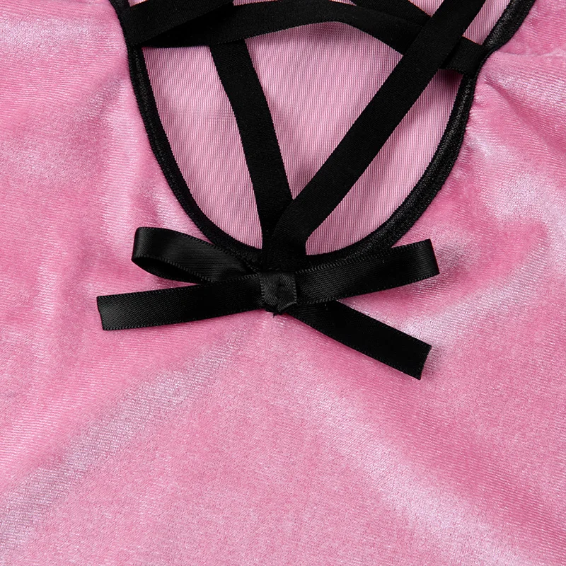 Новый летний сексуальный клуб панк розовый сладкий пляж Готический женские боди