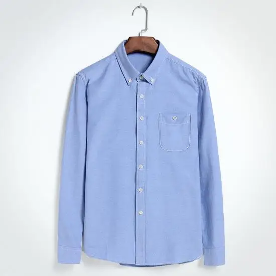 Мужская Однотонная рубашка с длинным рукавом повседневная классическая из 100%