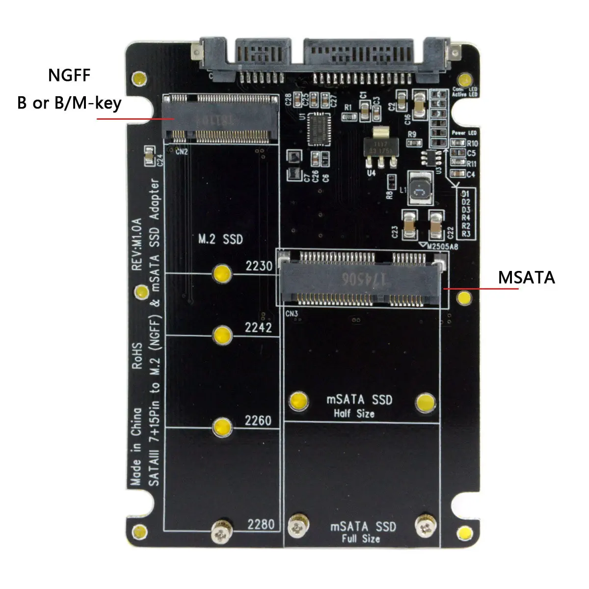 Chenyang Combo M.2 NGFF B-key &amp mSATA SSD к SATA 3 0 адаптер конвертер чехол 2 в 1 для или B/M-key |
