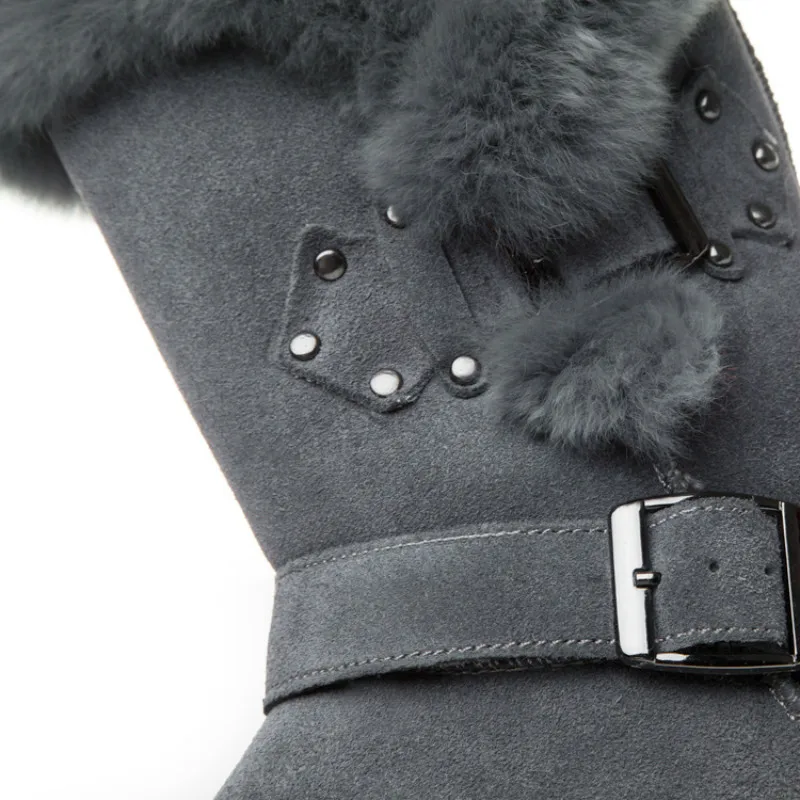 Snow Boots Brand Women Winter Warm Genuine Leather Shoes Real Fur Plush Fashion Buckle Casual High Quality | Обувь