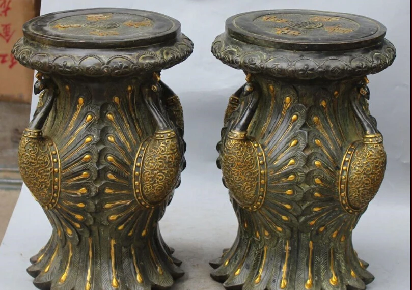 S0332 16 &quotотмеченный дворцом китайской династии Бронзовый позолоченный павлин