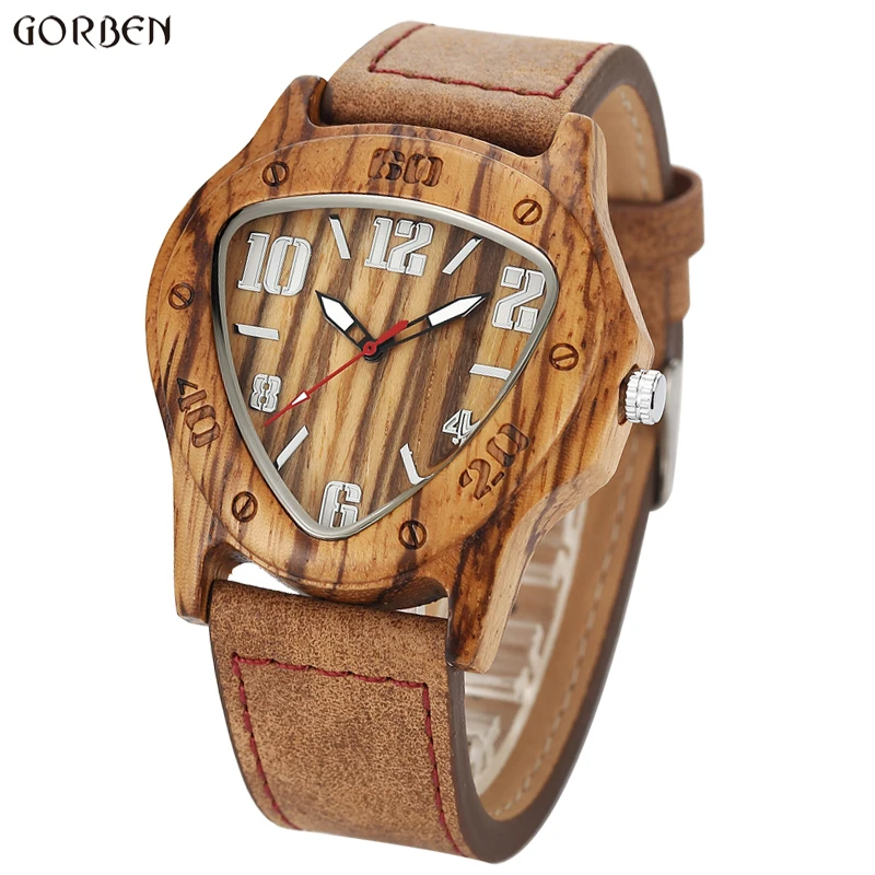 Часы с деревянным циферблатом уникальный дизайн мужские часы кварцевые из
