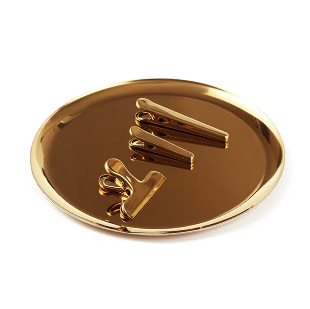 Золотой поднос для хранения круглая тарелка фруктовое украшение чайного