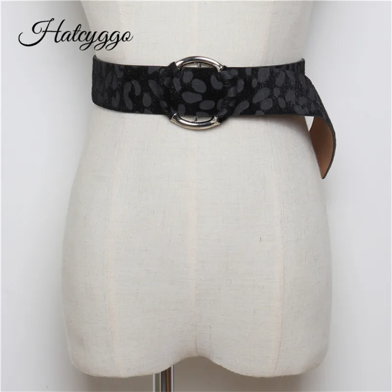 

HATCYGGO Horsehair Women Belt Leopard Female Belt Cummerbund Metal Buckle Brand Designer Girls Fashion Accessories Lady Belt