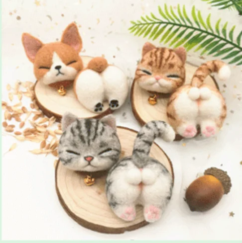 Кота и броши в форме собаки держатели для ключей Шерсть Кружево комплект