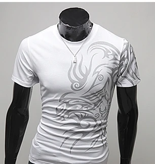 European and American style dragon totem tattoo long sleeve 2014 Brand t shirt for men tshirt best t-shirt | Мужская одежда