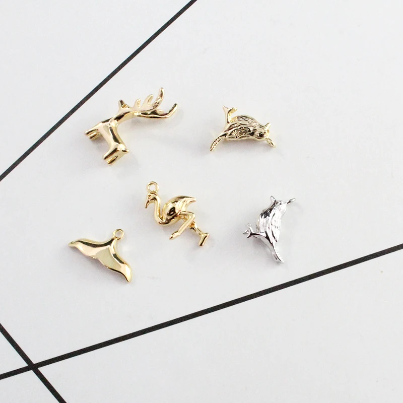 5 шт. подвеска в виде хвоста Кита золотистого цвета|Шармы| |