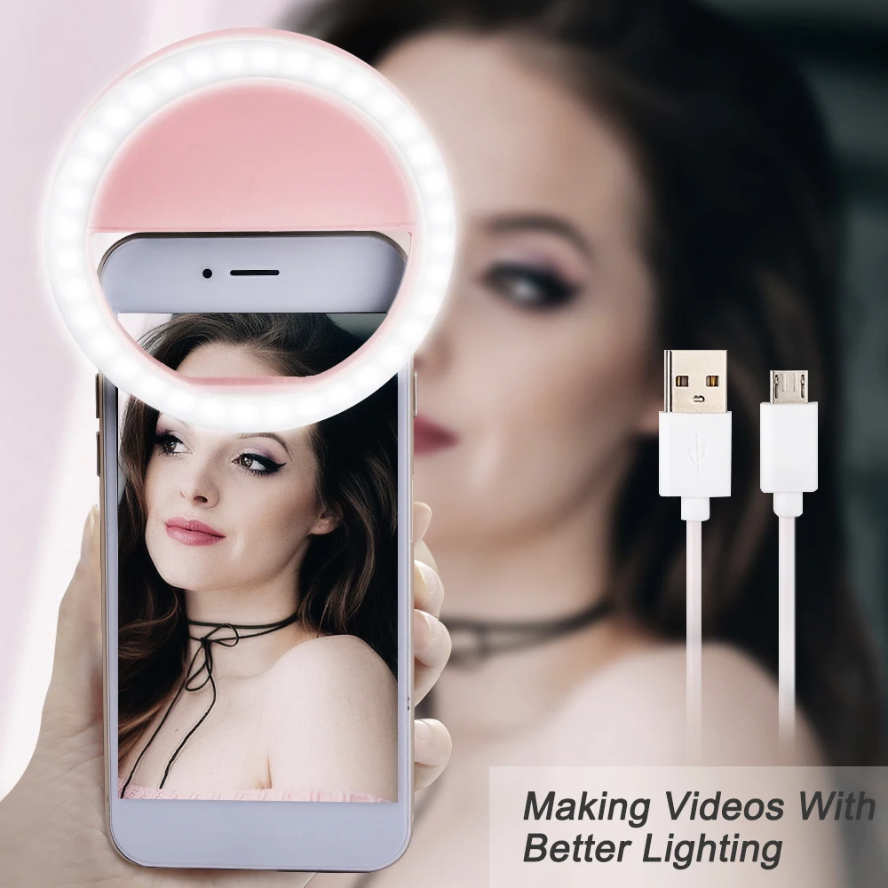 pink 8.6x2.7cm Новое поступление USB зарядка селфи портативная вспышка Led камера телефон фотография кольцо светильник для улучшения фотографии для iPhone смартфон - Цвет: pink 8.6x2.7cm