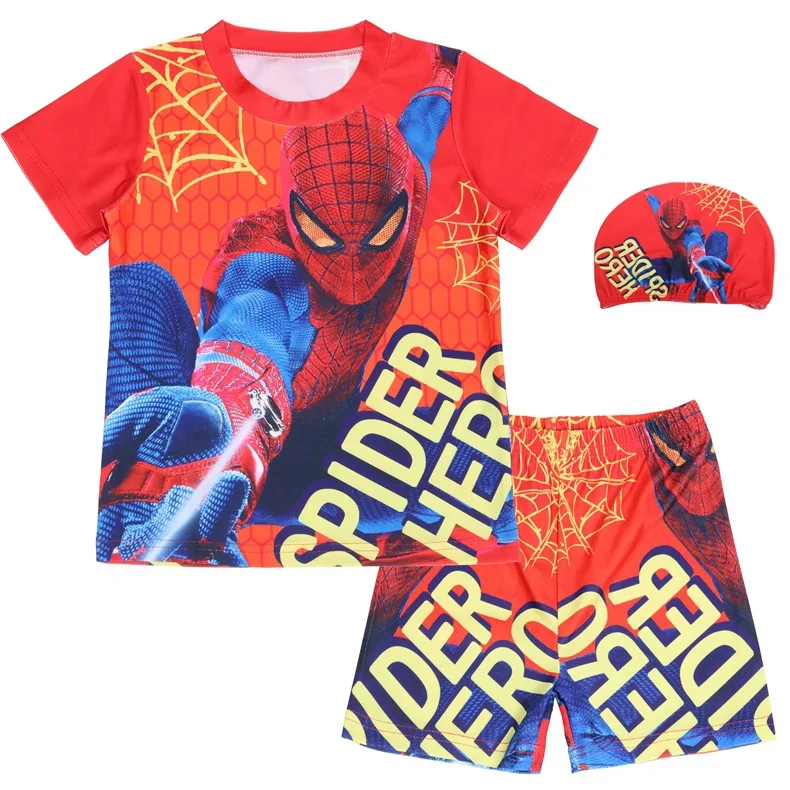 Children's Swimwear baby boy Spider-Man child quick-drying hot spring suit kid Toddler Beach Summer Swimsuit 3piece | Детская одежда