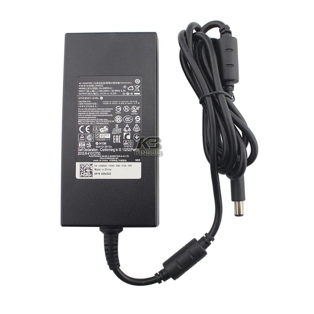 

180W AC Laptop Adapter Power Charger Supply For Dell MC9FV, Precision M6600 M6800 0DW5G3, for Alienware 15 R1 R2 Power Cord