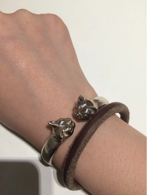 Уникальный браслет ручной работы с двумя головками бульдога для любимых