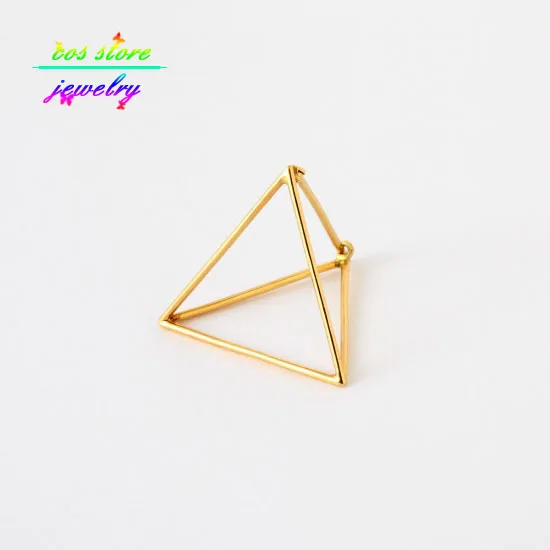 Простые медные минималистичные 3D серьги гвоздики в виде полупирамиды для