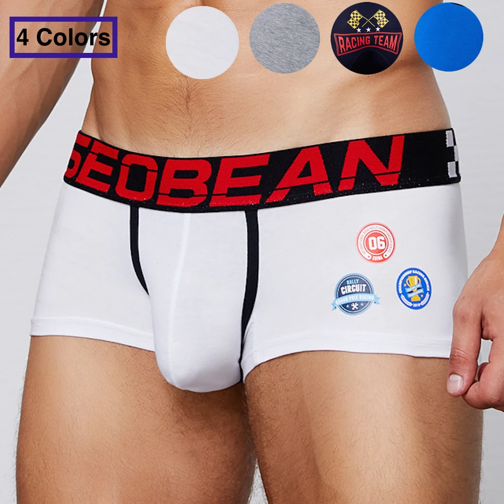 Seobean, боксеры, шорты, мужское хлопковое нижнее белье, нижнее белье, с буквами, гоночная команда, calson Homme, U Pouch, ropa interior hombre, мужское нижнее белье
