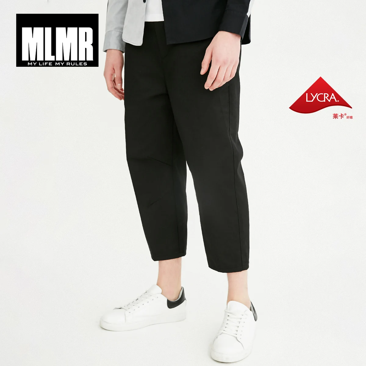 MLMR брендовые новые модные повседневные брюки эластичные износостойкие ткани конические три четверти брюки мужские брюки | 218114534 - Цвет: BLACK BEAUTY