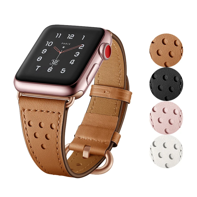 Ремешок из натуральной кожи для apple watch 6 band 44 мм 40 42 38 браслет iwatch series
