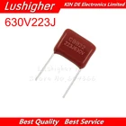 10 шт., конденсатор полипропиленовой пленки 630V223J 22NF шаг 10 мм 223 630V 223J 0,022 мкФ CBB