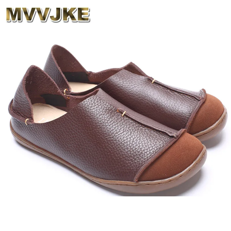 

MVVJKE Women's Shoes Plus Size Genuine Leather Flat Shoes Casual Slip on Loafers Ladies Moccasins Mori Girl Style