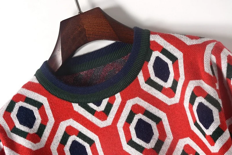 Пуловер Aoshe Женский вязаный зимний Повседневный винтажный с геометрическим