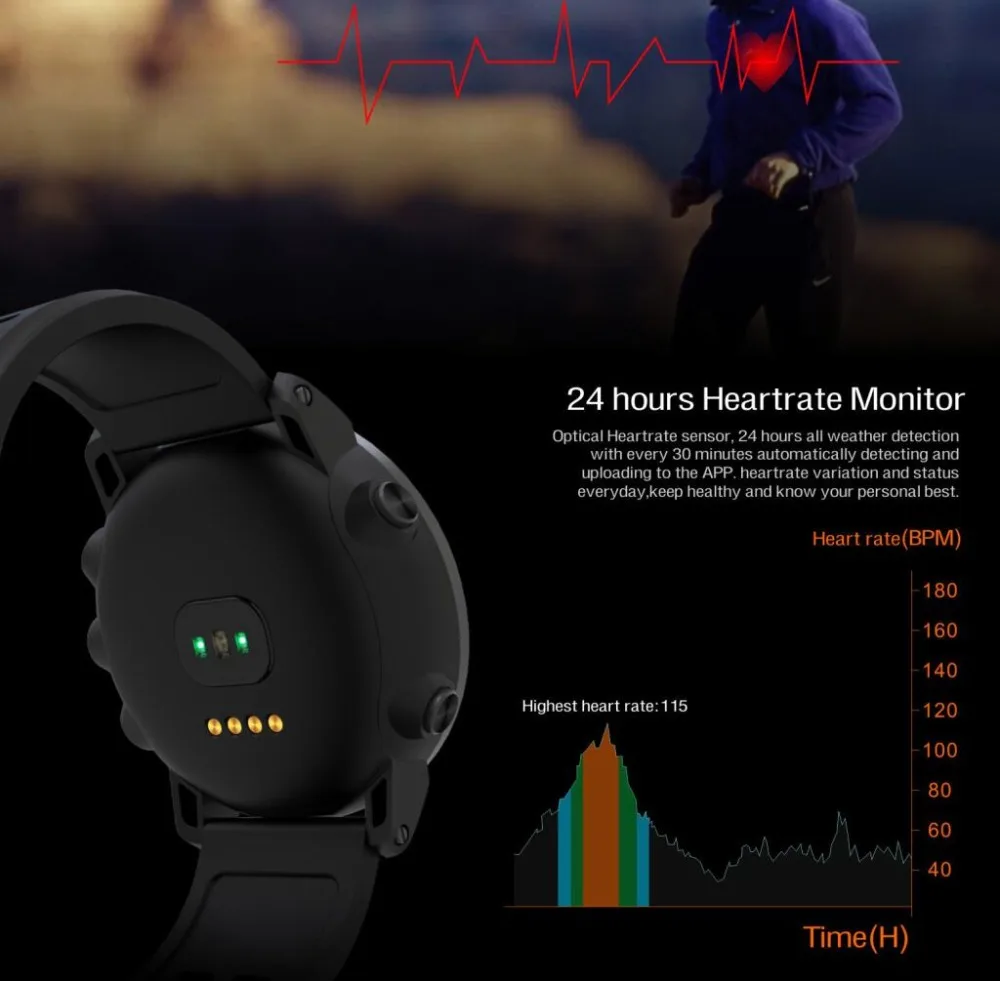UW80 умные часы мужские с компасом монитор сердечного ритма 450 мАч батарея MTK 2523 gps Смарт-часы для мужчин PK s968 s222