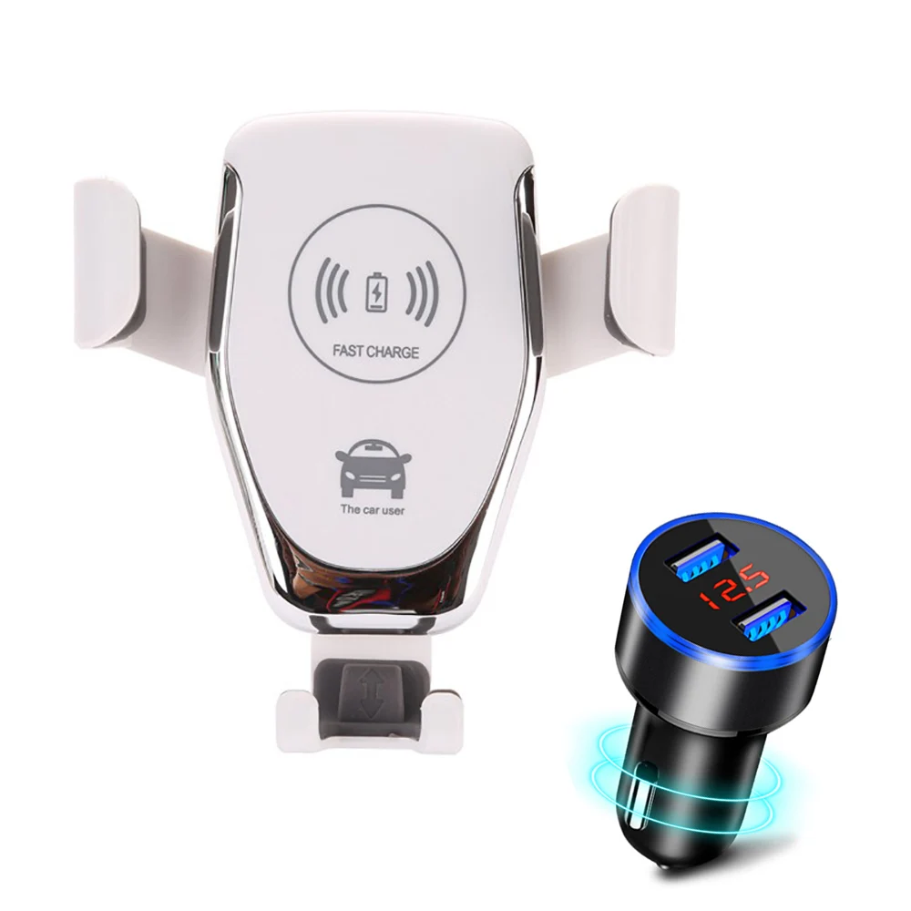 with usb charger QI Беспроводное зарядное устройство 10 Вт мобильный телефон быстрое зарядное устройство Кронштейн Автомобильный держатель телефона на вентиляции для iPhone XS XR X 8 samsung huawei - Тип штекера: with usb charger