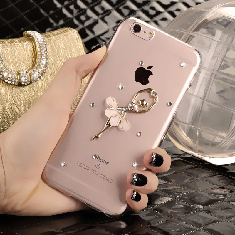 XINGDUO Handmade Ballet Bling Diamond Rhinestone Flower Cover Case For iphone X 5s 5C 6 6s 7 8 Plus XS XR Xs Max Phone case | Мобильные