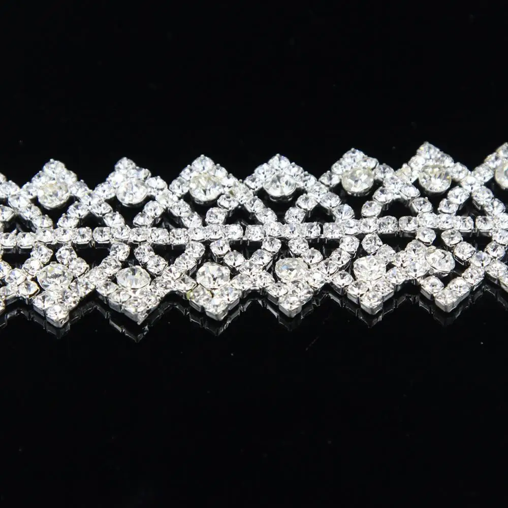 10Yards Rhinestones Trim Silver Rose Golden Rhinestone Ribbon Sewing Collar Crafts | Дом и сад