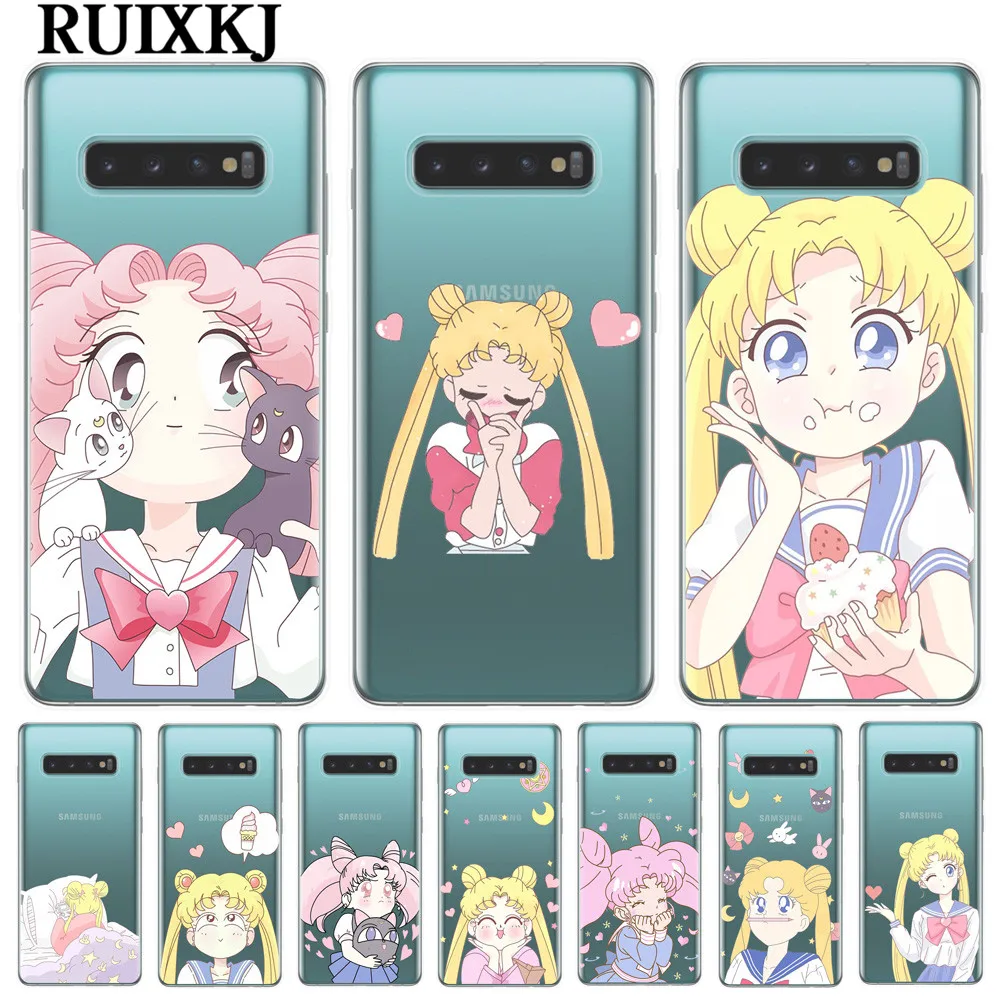 Чехол для Samsung Galaxy S10E S6 S7 Edge S8 S9 S10 Plus Lite 5G Note 8 9 M10 M20 M30 Kawaii Sailor Moon | Мобильные телефоны