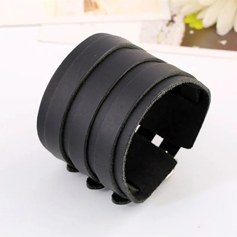 Новинка 2016 модный бренд крутой панк винтажный черный браслет из натуральной