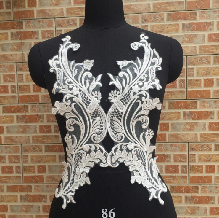 

1/5 пар Свадебная Вышивка Аппликация слоновая кость мягкая кружевная ткань патч DIY Аксессуары Бесплатная доставка