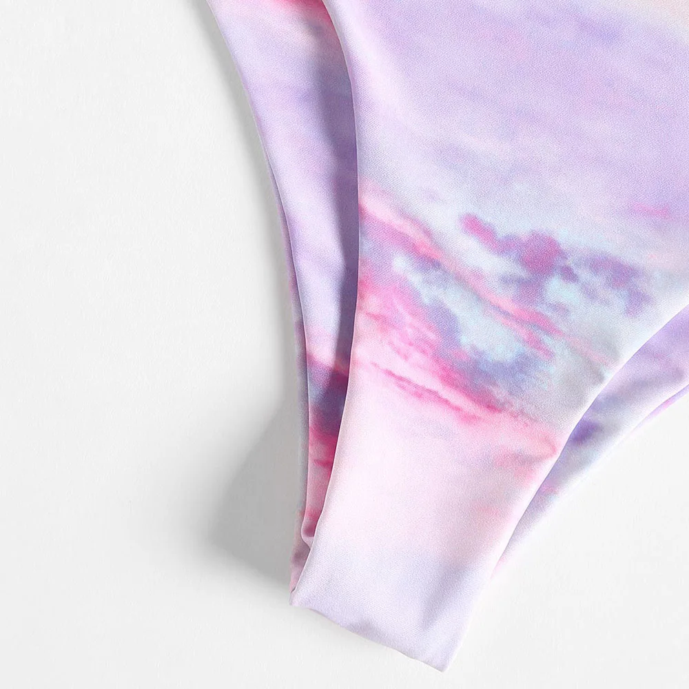 ZAFUL Женские Окрашенные Повязка Бикини Set Ombre без бретелек Топ Купальники Леди