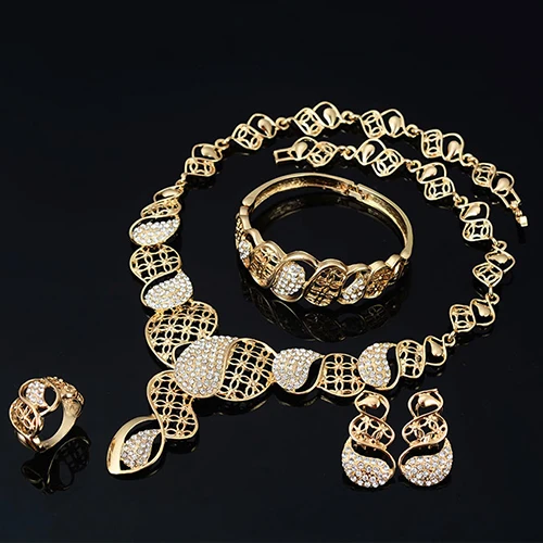 Crystal Choker Necklace Earring Bangle Bracelet Ring Women Wedding Jewelry Set | Украшения и аксессуары