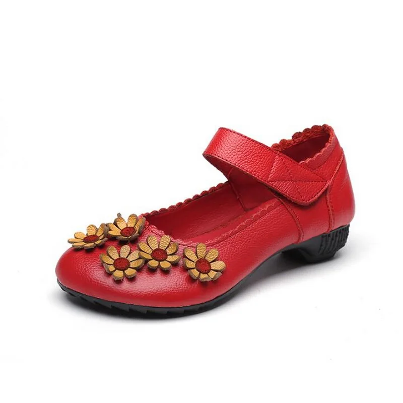 RUSHIMAN 2021 Spring New Handmade Genuine Leather Single Shoes Soft Casual Flat Shoes Women Flats Mother Shoes Size 35-40