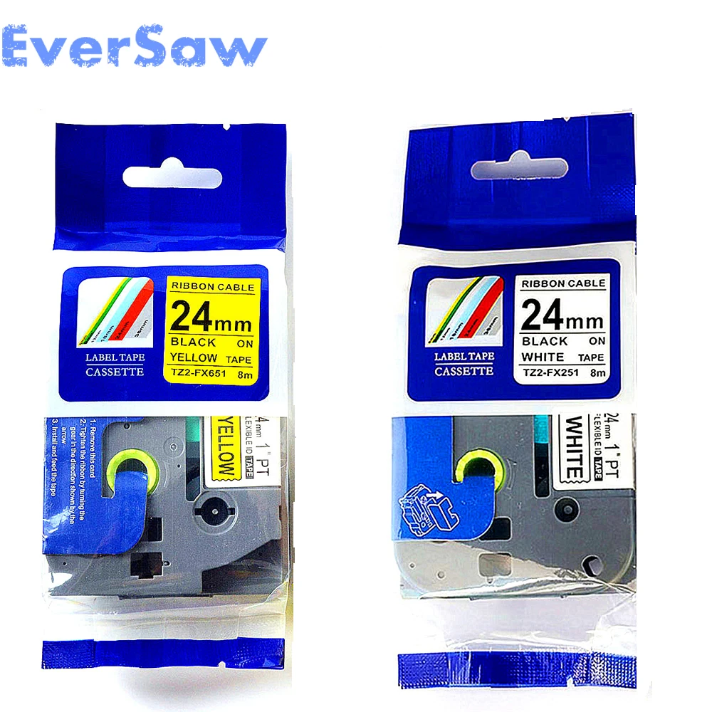 4PK смешанные цвета brother гибкие ID Этикетки ленты 24 мм TZE FX651 TZE FX251 Tze-fx251 tze-fx651 для p сенсорной метка кабеля