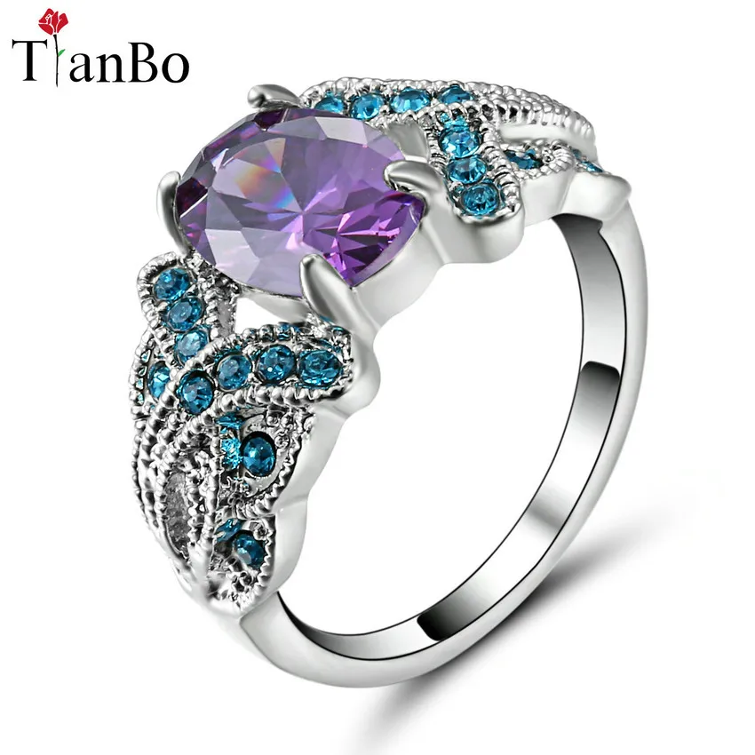 Небесно голубое и фиолетовое кольцо с крестом Размер 9 модные белые черные